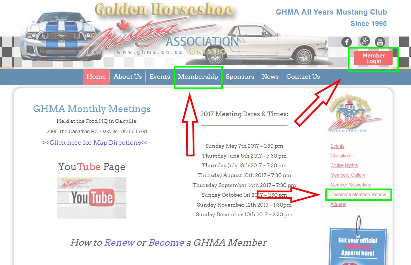 How to Sign in, Renew or Become a GHMA Member - GHMA All Years Mustang Club